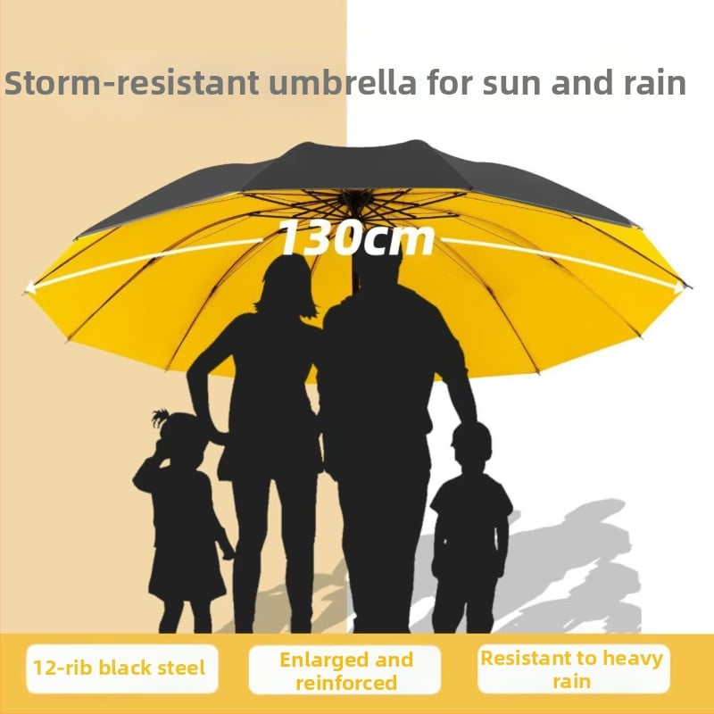 130 cm ekstra veliki sklopivi kišobran za muškarce i žene, 3-djelni, za četiri osobe, dvostruka upotreba sunce i kiša, za ribolov, otporan na oluje