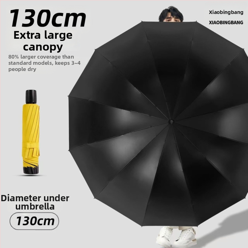 130 cm ekstra veliki sklopivi kišobran za muškarce i žene, 3-djelni, za četiri osobe, dvostruka upotreba sunce i kiša, za ribolov, otporan na oluje