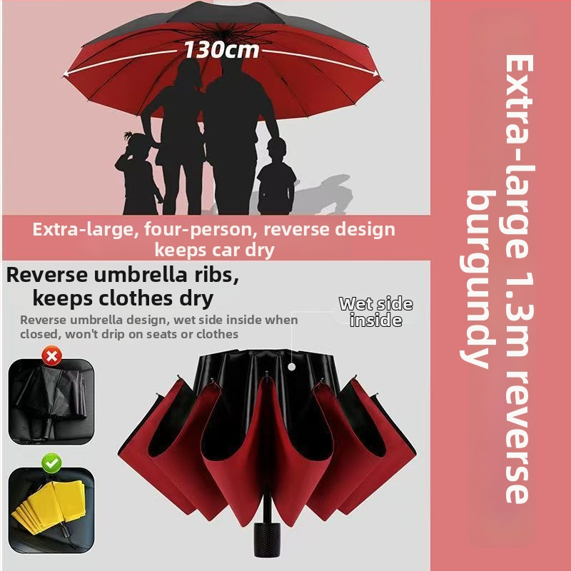 130 cm ekstra veliki sklopivi kišobran za muškarce i žene, 3-djelni, za četiri osobe, dvostruka upotreba sunce i kiša, za ribolov, otporan na oluje