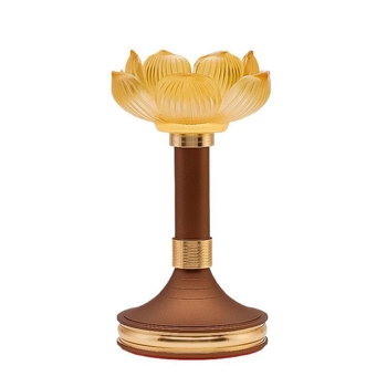 Suport de lumânare cu lotus din sticlă pentru uz casnic, bază pentru lampă cu unt, lampă de ofrandă budistă, suport pentru lampa lui Buddha, decor pentru lampă