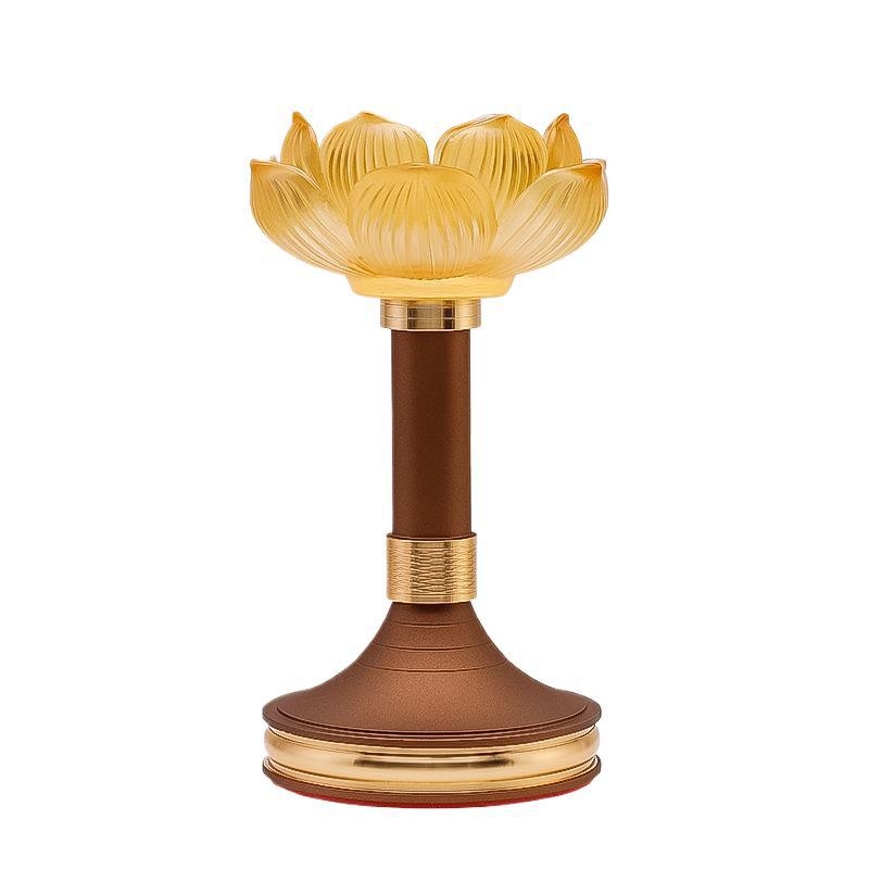 Suport de lumânare cu lotus din sticlă pentru uz casnic, bază pentru lampă cu unt, lampă de ofrandă budistă, suport pentru lampa lui Buddha, decor pentru lampă