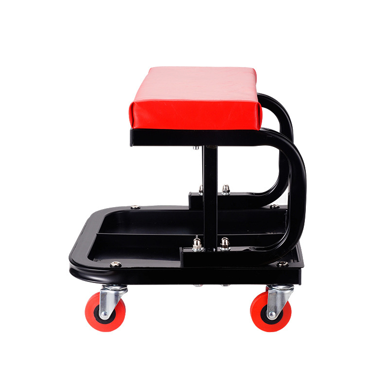 Scaun universal pentru reparații auto cu tavă pentru unelte, scaun de depozitare multifuncțional, scaun mobil pentru reparații auto, roți pivotante la 360°, scaun de unelte în formă de U, scaun pătrat