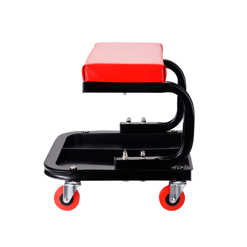 Scaun universal pentru reparații auto cu tavă pentru unelte, scaun de depozitare multifuncțional, scaun mobil pentru reparații auto, roți pivotante la 360°, scaun de unelte în formă de U, scaun pătrat