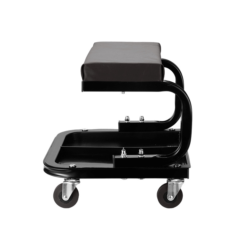 Scaun universal pentru reparații auto cu tavă pentru unelte, scaun de depozitare multifuncțional, scaun mobil pentru reparații auto, roți pivotante la 360°, scaun de unelte în formă de U, scaun pătrat