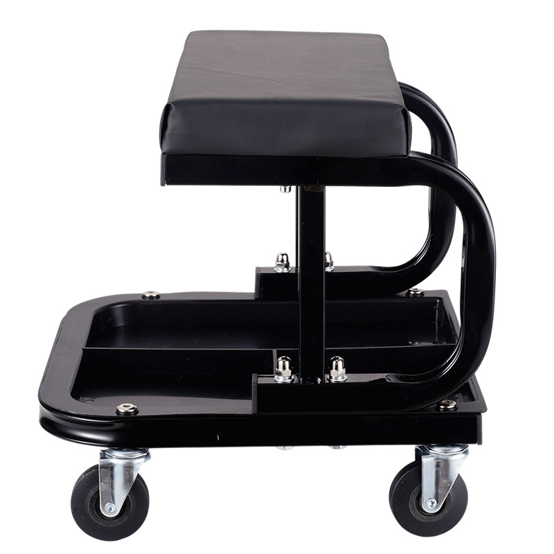 Scaun universal pentru reparații auto cu tavă pentru unelte, scaun de depozitare multifuncțional, scaun mobil pentru reparații auto, roți pivotante la 360°, scaun de unelte în formă de U, scaun pătrat