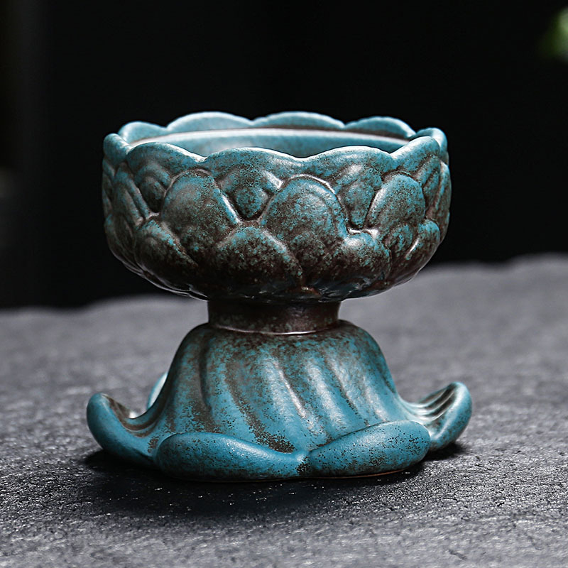 Lampă ceramică de ulei cu Buddha, suport retro pentru templu, bază de lampă cu imprimare a logo-ului