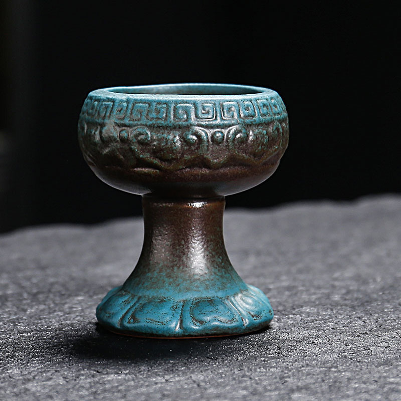 Lampă ceramică de ulei cu Buddha, suport retro pentru templu, bază de lampă cu imprimare a logo-ului