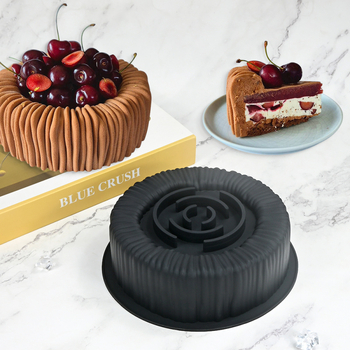 Set cu 6 forme Charlotte Mousse pentru tort, forme cilindrice din silicon cu caneluri, pentru cofetărie DIY