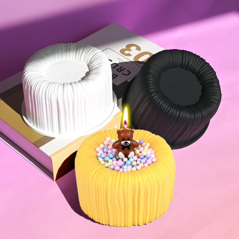 Set cu 6 forme Charlotte Mousse pentru tort, forme cilindrice din silicon cu caneluri, pentru cofetărie DIY