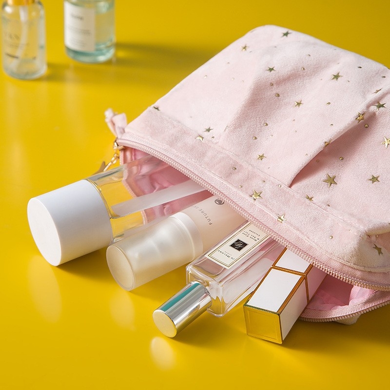 Geantă cosmetică în stil Ins, geantă mare de toaletă din catifea pentru călătorii