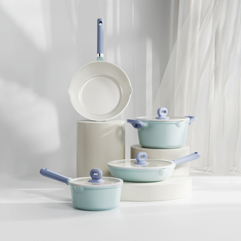 Set ceramic antiaderent: oală pentru lapte, oală pentru hrana de bebe, oală pentru tăiței instant, tigaie pentru prăjit, oală pentru supă – colecție completă