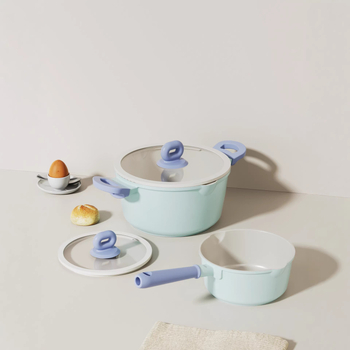 Set ceramic antiaderent: oală pentru lapte, oală pentru hrana de bebe, oală pentru tăiței instant, tigaie pentru prăjit, oală pentru supă – colecție completă
