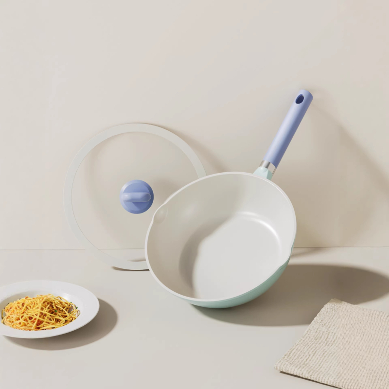 Set ceramic antiaderent: oală pentru lapte, oală pentru hrana de bebe, oală pentru tăiței instant, tigaie pentru prăjit, oală pentru supă – colecție completă