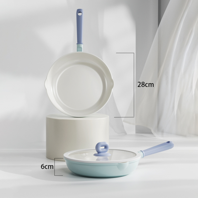 Set ceramic antiaderent: oală pentru lapte, oală pentru hrana de bebe, oală pentru tăiței instant, tigaie pentru prăjit, oală pentru supă – colecție completă
