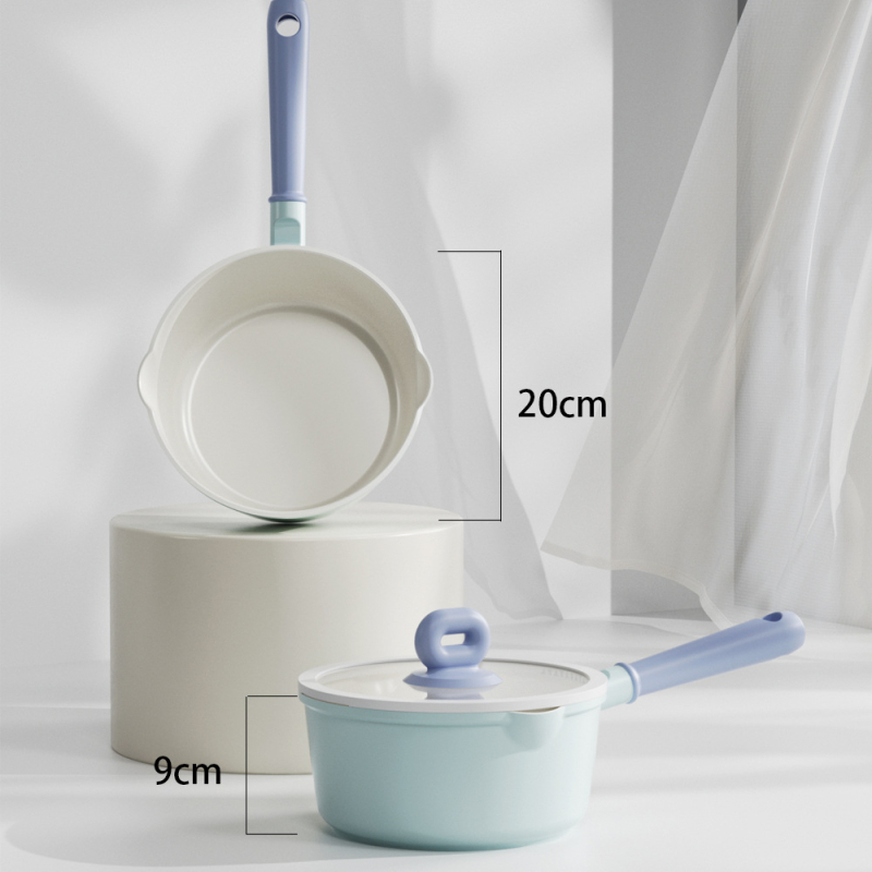 Set ceramic antiaderent: oală pentru lapte, oală pentru hrana de bebe, oală pentru tăiței instant, tigaie pentru prăjit, oală pentru supă – colecție completă