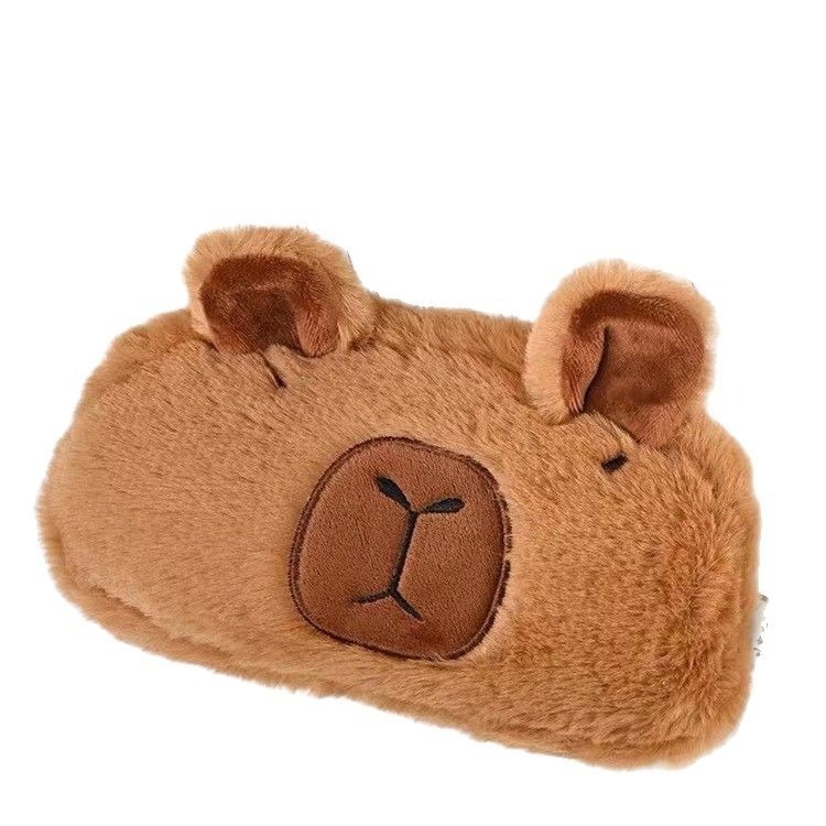 Geantă pluș pentru pixuri cu capybara, geantă de cosmetică cu capacitate mare, rezistentă la pete și amuzantă