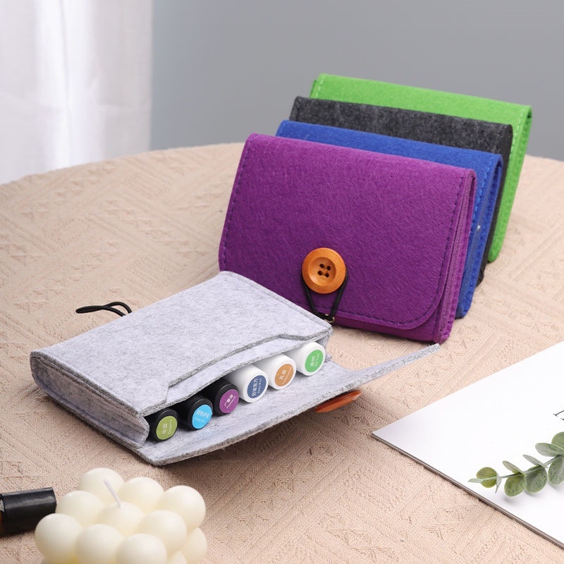 Sticluță roller de 15 ml pentru ulei esențial Doterra, husă de depozitare din fetru, organizator portabil de tip cub