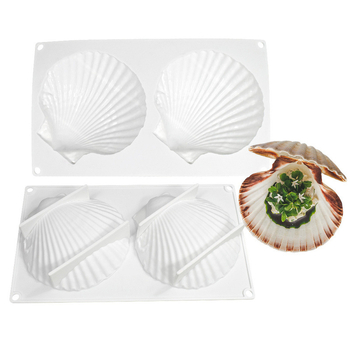 Set din silicon pentru copt, 6 forme cu formă de cochilie pentru prăjituri, forme pentru mousse de ciocolată cu perle și forme pentru lumânări