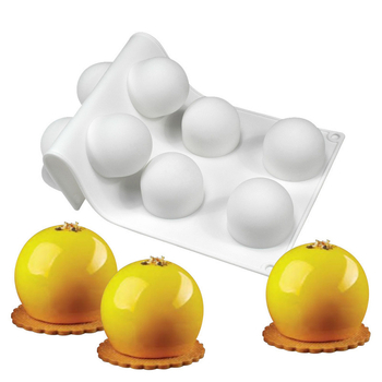 Set din silicon pentru copt, 6 forme cu formă de cochilie pentru prăjituri, forme pentru mousse de ciocolată cu perle și forme pentru lumânări
