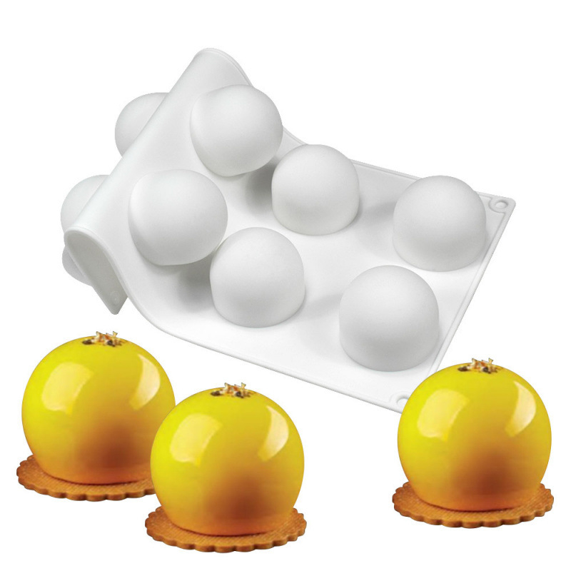 Set din silicon pentru copt, 6 forme cu formă de cochilie pentru prăjituri, forme pentru mousse de ciocolată cu perle și forme pentru lumânări
