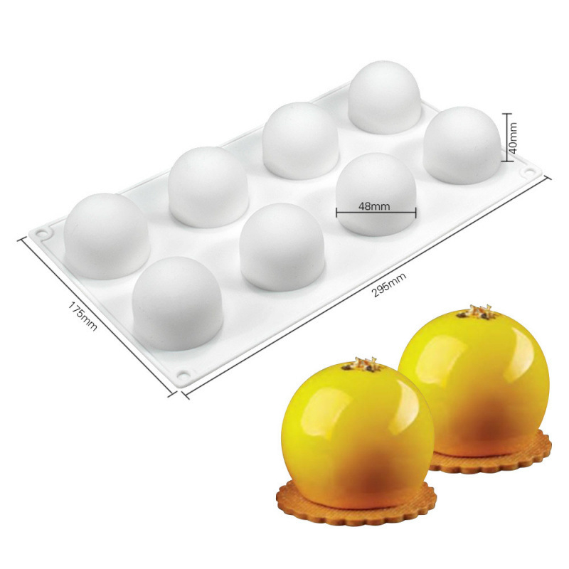 Set din silicon pentru copt, 6 forme cu formă de cochilie pentru prăjituri, forme pentru mousse de ciocolată cu perle și forme pentru lumânări