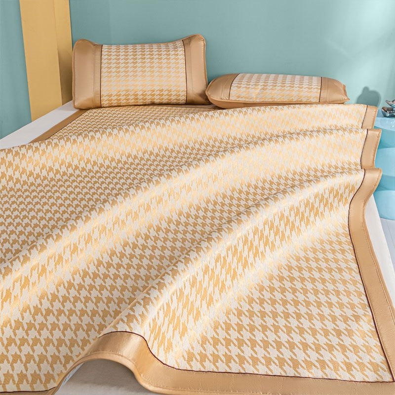 Set din trei piese, saltea răcoroasă Ice Silk, pliabilă pentru pat dublu, fără bambus, aspect ratan, dimensiuni 0.9m-0.6m, pentru sugari