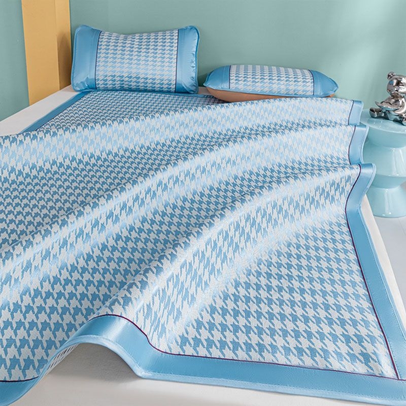 Set din trei piese, saltea răcoroasă Ice Silk, pliabilă pentru pat dublu, fără bambus, aspect ratan, dimensiuni 0.9m-0.6m, pentru sugari
