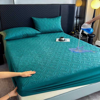Protecție impermeabilă pentru saltea, husă de pat anti-praf îngroșată, bumbac quiltat, relief ultrasonic, cearșaf impermeabil quiltat cu elastic