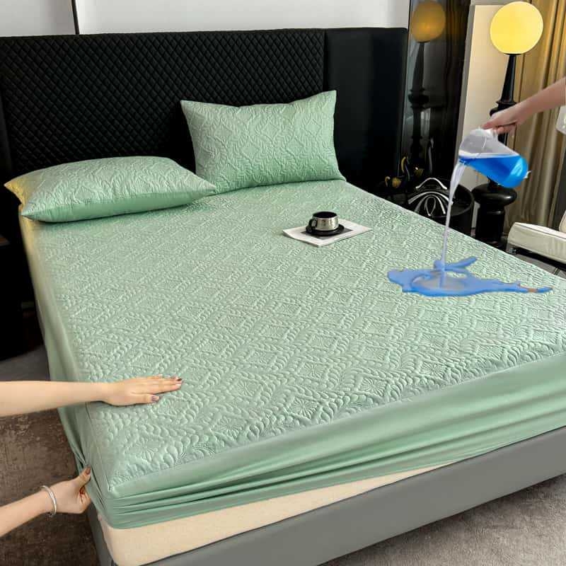 Protecție impermeabilă pentru saltea, husă de pat anti-praf îngroșată, bumbac quiltat, relief ultrasonic, cearșaf impermeabil quiltat cu elastic