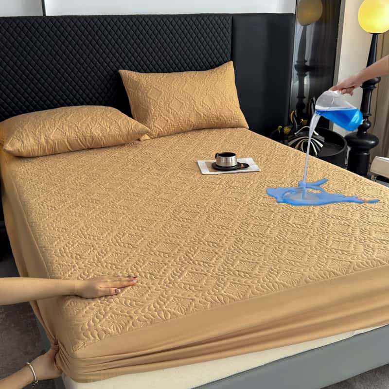 Protecție impermeabilă pentru saltea, husă de pat anti-praf îngroșată, bumbac quiltat, relief ultrasonic, cearșaf impermeabil quiltat cu elastic