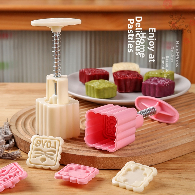 Formička na Mooncake s květinovým vzorom, Mid-Autumn festival, pasta z mung fazule, ručné lisovanie, domáce pečenie