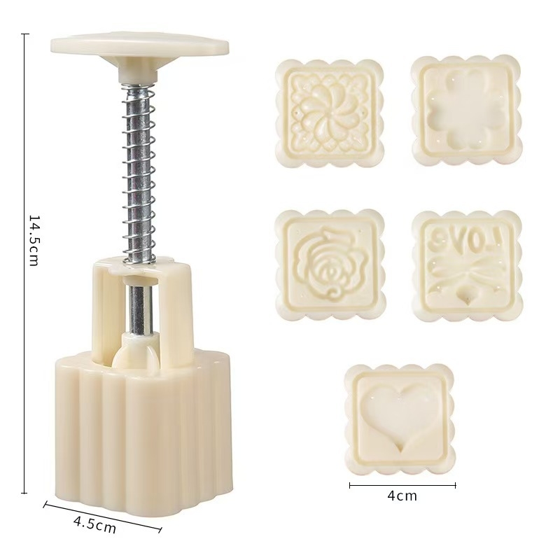 Formă pentru Mooncake cu model floral, Mid-Autumn, pastă din fasole mung, presare manuală, ustensilă de patiserie pentru uz casnic