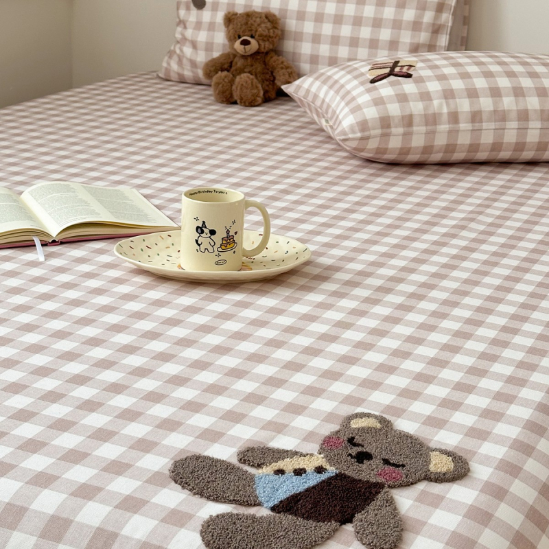 Set de trei piese: cearșaf elastic din bumbac 100% cu broderie tip prosop, protecție pentru saltea, pentru patul copiilor