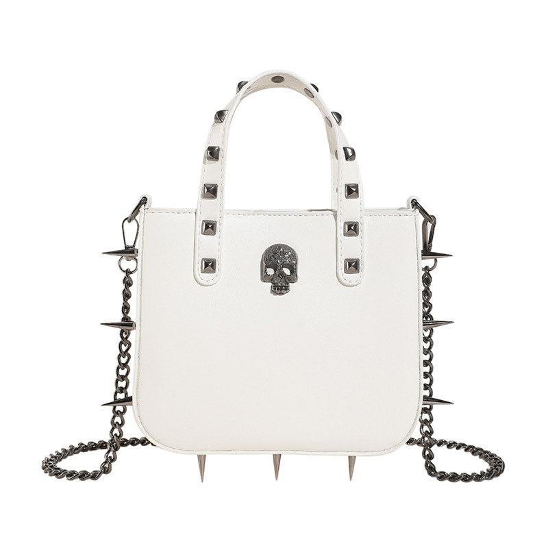 Ženska torba u gotičkom stilu sa zakovicama, dekorom lubanje i križa, crossbody torba