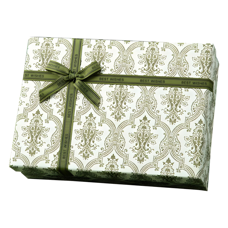 În stoc cutie cadou verde, stil vintage, cu capac dublu, mare, lux discret, lucrată manual