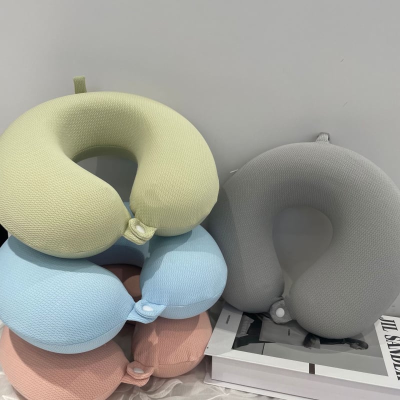 Perne în formă U din memory foam cu revenire lentă, pernă pentru somn de amiază, suport cervical, pernă de călătorie portabilă pentru gât