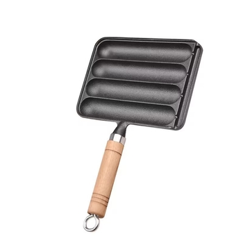 Tigaie grill din fontă pentru cârnați – pătrată, 0,9 kg, fără strat; pentru cârnați, prăjituri din orez, kebab de miel și alimente cu gluten