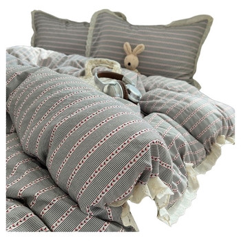 Set de pat Jacquard din bumbac spălat, cu dantelă, stil prințesă, patru piese, pentru toate anotimpurile