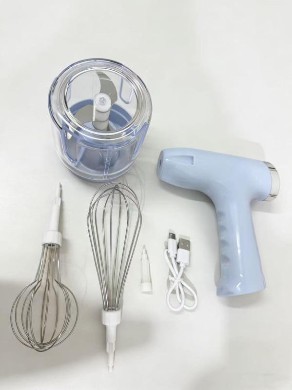 Mixer electric de bucătărie trei în unu: tel pentru ouă, râșniță de usturoi, procesor de alimente, bătător de smântână, râșniță de carne și aparat multifuncțional pentru prăjituri