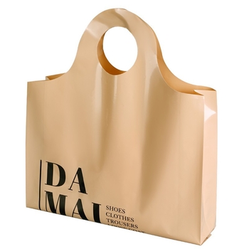 Geantă de cumpărături din plastic premium pentru magazin de îmbrăcăminte, pungă de ambalaj pentru femei — îngroșată, stilată și minimalistă, dimensiuni: mare 43×55 cm, medie 38×49 cm, mică 30×39 cm.