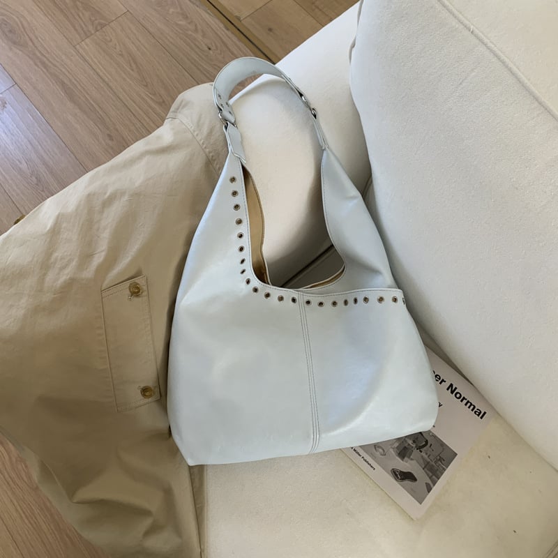 Τσάντα Tote με μαλακό δέρμα και μεταλλικά studs, κορεατικού στυλ, μεγάλη χωρητικότητα, γυναικεία καθημερινή τσάντα ώμου