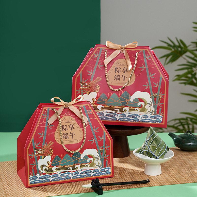 Genți Dragon Boat Festival în stoc, cutii cadou, ambalaj premium pentru rice dumplings, cutii goale de cadouri en gros