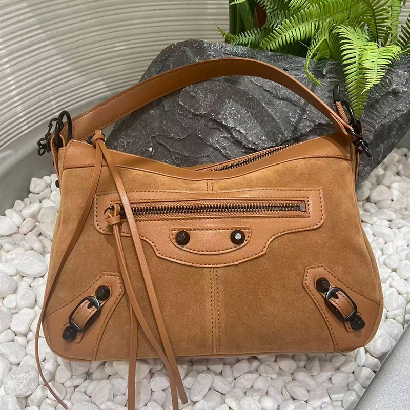 Τσάντα Moto από γνήσιο δέρμα, unisex, με καρφιά, για ώμο ή crossbody, τσάντα χειρός για καθημερινή χρήση