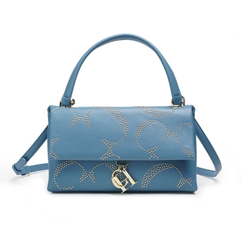 CHHC ženska torbica od PU kože, jednofarban dizajn, zlatnim zakovicama, crossbody torba