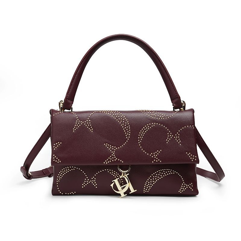 CHHC ženska torbica od PU kože, jednofarban dizajn, zlatnim zakovicama, crossbody torba