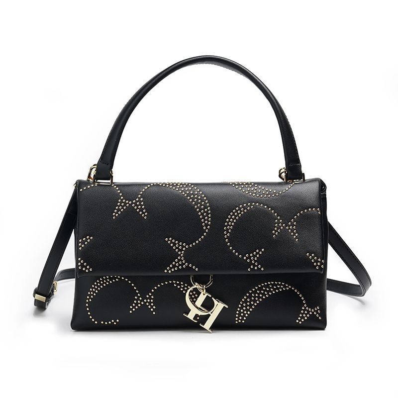 CHHC ženska torbica od PU kože, jednofarban dizajn, zlatnim zakovicama, crossbody torba
