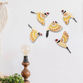 Set din lemn cu păsări zburătoare pentru agățat pe perete – stil retro, decor pentru camera copiilor, iubitori de păsări