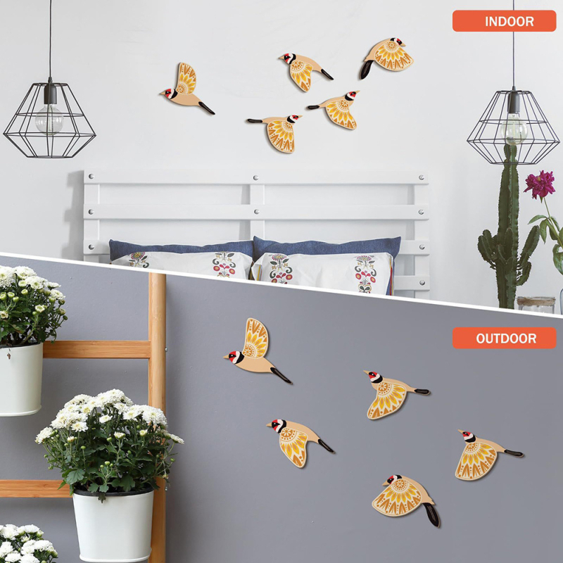 Set din lemn cu păsări zburătoare pentru agățat pe perete – stil retro, decor pentru camera copiilor, iubitori de păsări