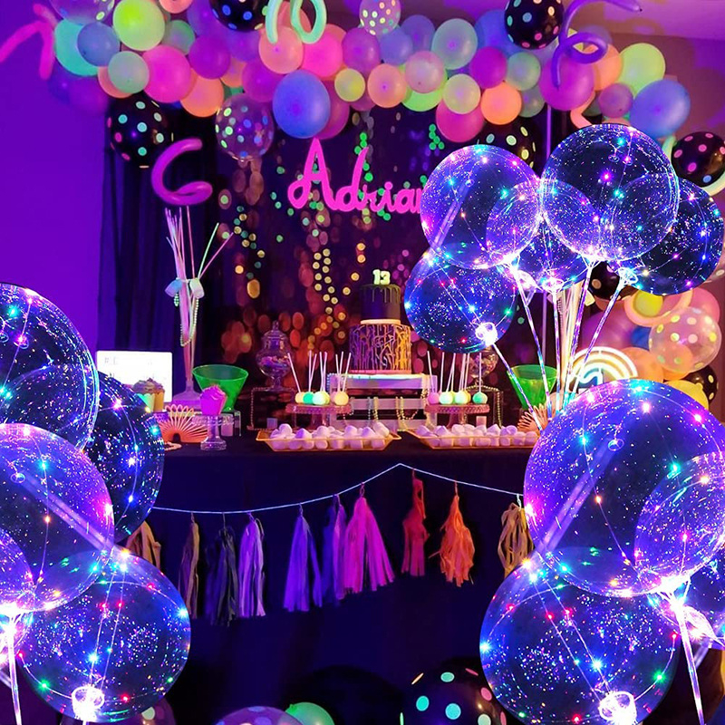 Balon transparent de 18 inch, luminos, pentru atmosfera pieței de noapte și decor de petrecere pentru ziua de naștere