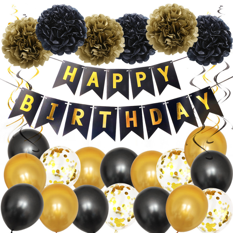 Baloni latex de 12 inci verzi, albaștri și negri, decor pentru petrecere de copii cu floare de balon și drapel